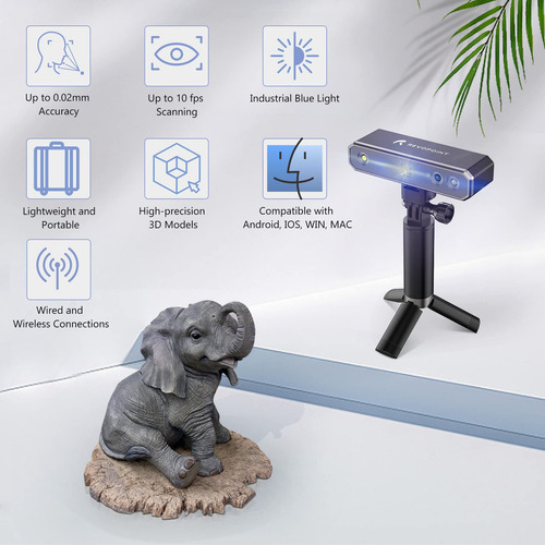 Revopoint Mini Escáner 3d De Alta Precisión, 0,02 Mm, Precisión De 10 Fps, Velocidad De Escaneo Para Modelo