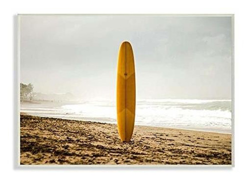 Stupell Industries Tabla De Surf Amarilla En Arena Near Shor