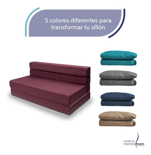 Funda Extra Sofá Cama Matrimonial Cozy Plegable Memory Foam Color Rosa oscuro