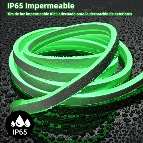 Tiras De Led Neón Luz Flexible Unicolor 5 Metros Cortar 12v Verde