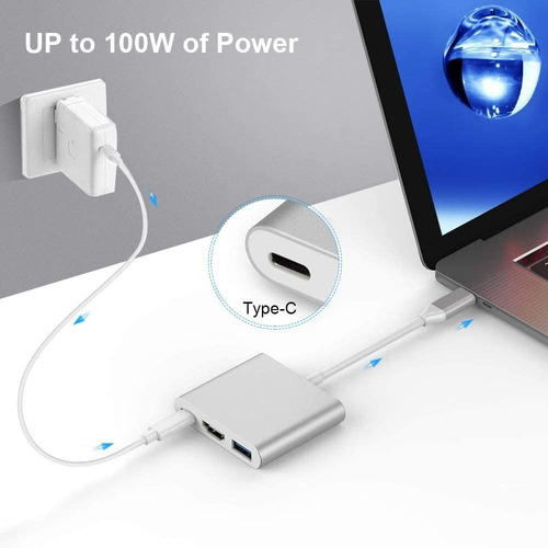 Adaptador Hub Usb C A: Usb 3.0 / Hdmi / Usb C - Pc O Mac