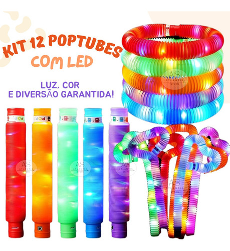 De Kit 12 Poptube Fidget Toy Pop It Fun Sensory With