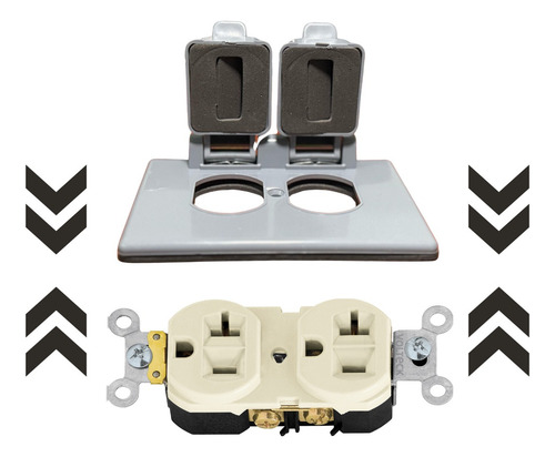 Contacto Doble Duplex 20a Marfil Con Tapa Intemperie 4 Pack