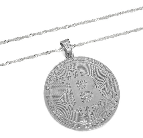 Cadena Y Dije Moneda Bitcoin Plata 925 Plata 925 40 Cm