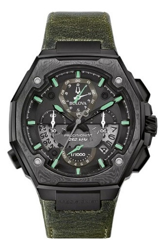 Relógio Bulova Precisionist X Edição Especial 98b355 Cor Da Correia Verde Oliva Cor Do Bisel Cinza-escuro Cor Do Fundo Preto