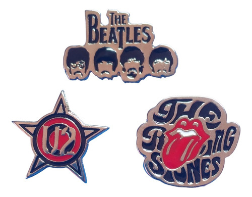 Set X 3 Prendedores Bandas De Rock (tipo Pin) Broche