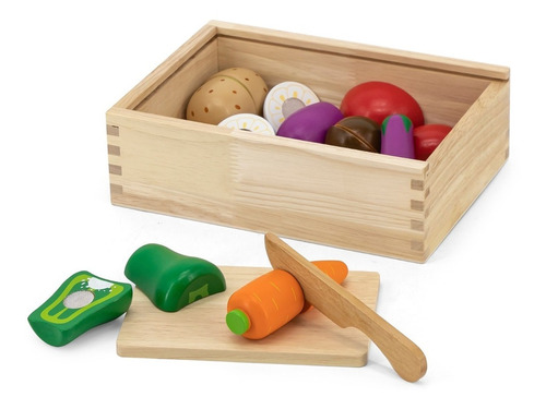 Cajón De Verduras Con Velcro En Madera Para Cortar 