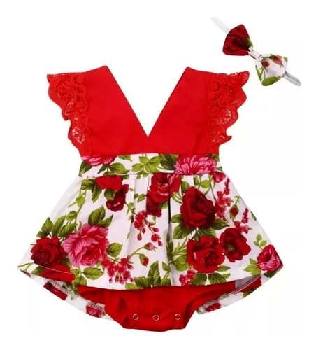 Dictar escalada dos Mameluco Body Elegante Para Bebé Niña Estampado Flores Rojo | MercadoLibre