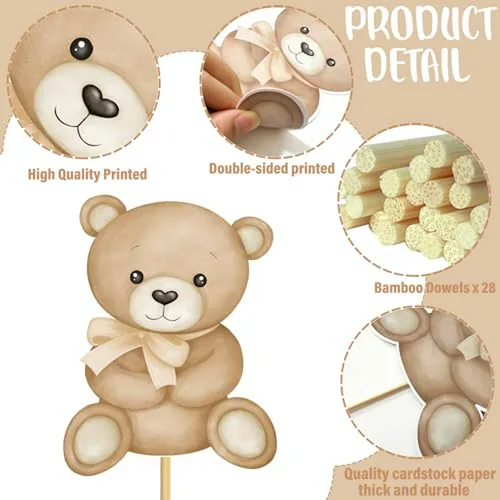 30 Pcs Decoraciones Osito Para Baby Shower Y Cumpleaños