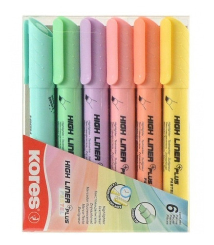 Resaltador Colores Pastel Kores X 6 High Liner Plus Pastel