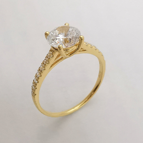 Imagen 3 de 4 de Oferta! Anillo Oro Sólido 18k Solitario Con Diamantes
