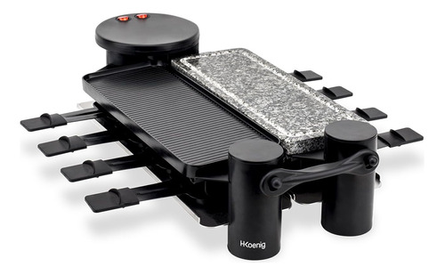 H.koenig Raclette 8 Personas 3 En 1, Plancha Con Piedra Natu