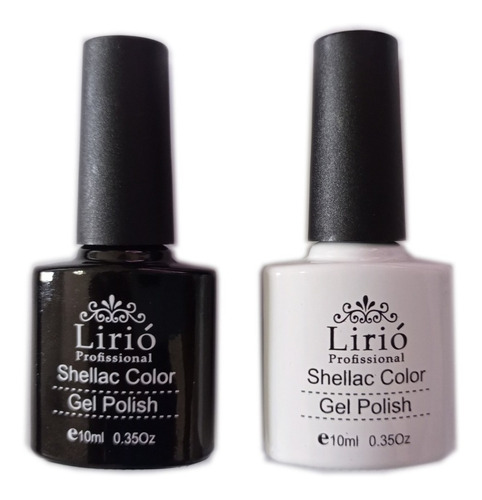 Esmalte Gel Lirió /x&d 1 Branco E 1 Preto 10ml Seca Cabine Esmalte em Gel Esmalte Em Gel Lirió, 2 Un 10ml Seca Cabine Led Uv