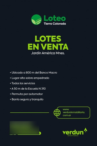 Imagen 3 de 11 de Loteo Tierra Colorada Jardin America Misiones