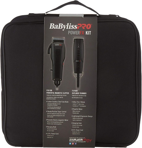 Combo Babylisspro Power Fx Barber Kit. Bcbkes. Color Negro