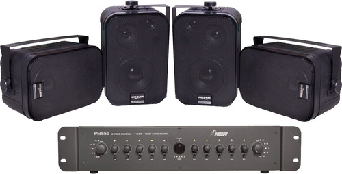 Kit Amplificador Pw550 Ll Audio + 4 Sp400 Escola Faculdade 