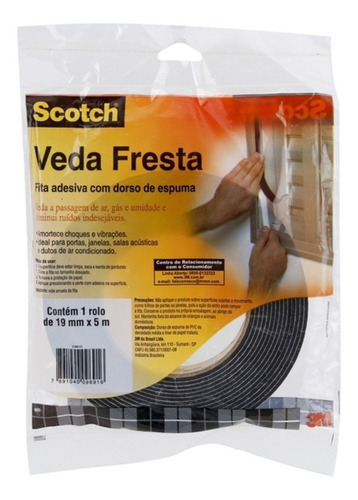 Fita Veda Fresta Espuma Scoth 19x5m 3m