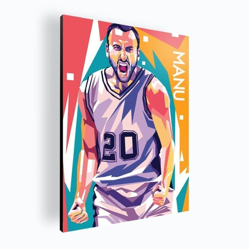 Cuadro Decorativo Moderno Poster Manu Ginobili 42x60 Mdf