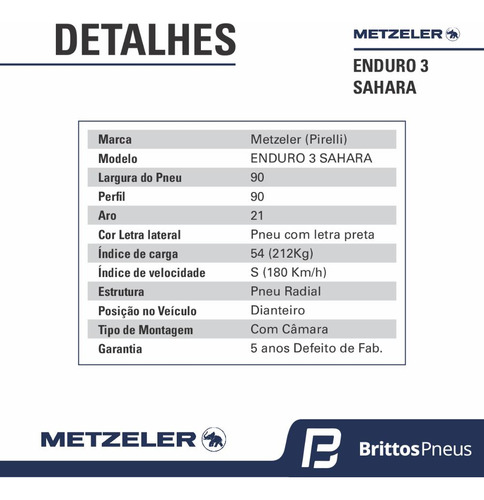 Kit 2 Pneus Metzeler Enduro 3 - 90/90-21+120/80-18 Tt