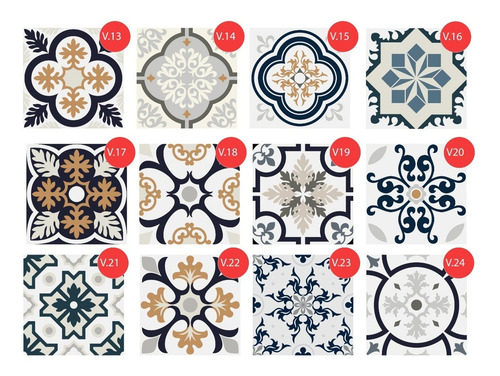 Vinilo Azulejo Mosaico Adhesivo 30x30 Piso X 10u Laminado Color Villanova