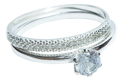 Imagem 3 de 7 de Anel Solitário Feminino Zirconia Brilhante Prata De Lei 925