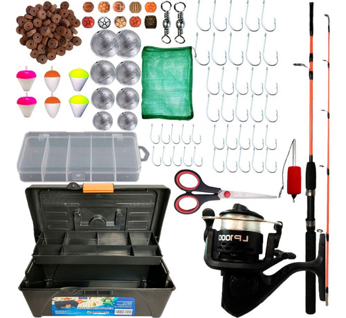 Kit Pesca Pescaria Completa Vara Molinete Maleta + 72 Itens