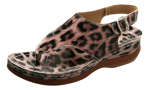 Sandalia Para Mujer, Nueva Talla Grande, Con Estampado De Le