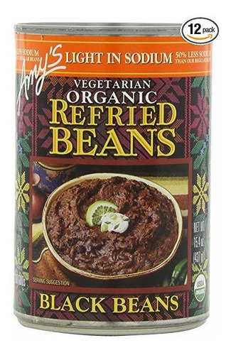 Luz De Amy En Frijoles Negros Refritos Sodio Orgánico, Latas