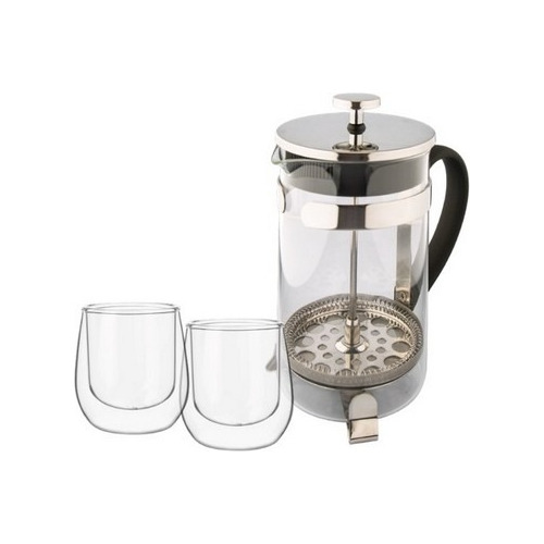 Cafetera Embolo 600ml 2 Vasos Termicos Hudson