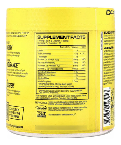 Pré-workout C4 Original Fruit Punch 60 Services Importado Fruit Punch