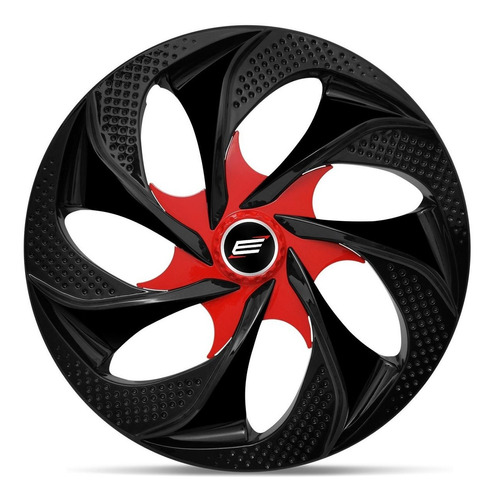 Calota Esportiva Universal Aro 14 Tuning Preto Com Vermelho