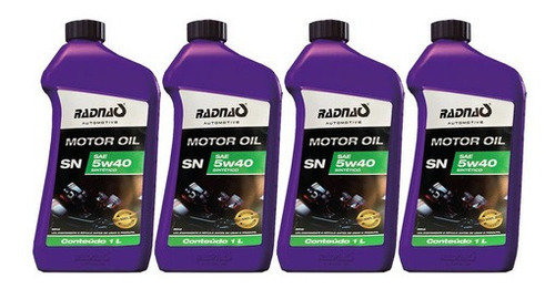 Kit Óleo Motor Radnaq Sae 5w40 Api Sn Sintetico 4 Litros