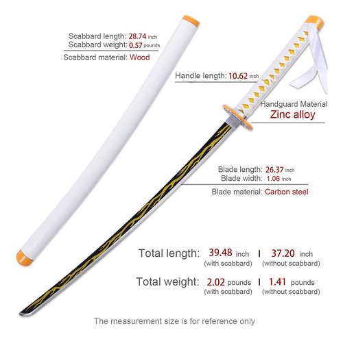 Espada De Cosplay Handmade Katana Demon Slayer Zenitsu/ren