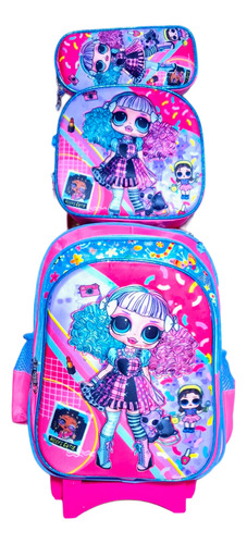 Kit Mochila Primaria Con Ruedas Lonchera+lapicera Kit×3
