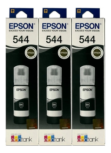 Combo 3 Botellas Tinta Original Epson 544 Negro L3110 L3150