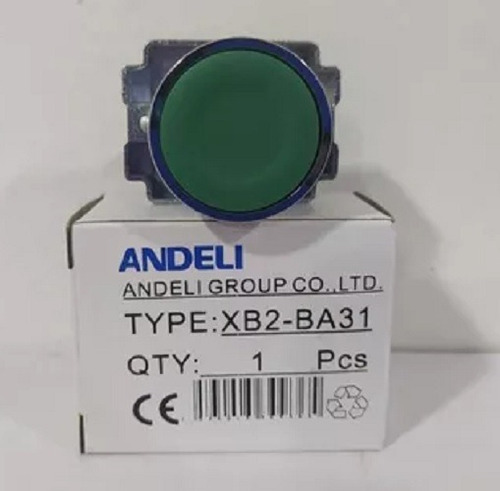 Pulsador Verde Xb2-ba31 10amp 22mm (1na) Base Metal Andeli