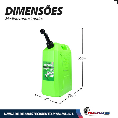 Galão De Gasolina Combustível Álcool 20 Litros Com Bico Wolflube