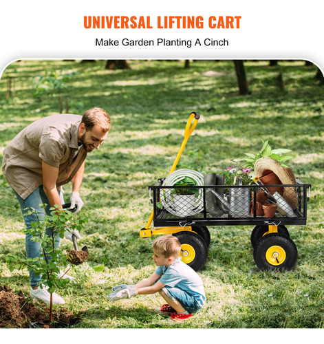 Vevor Carro Carrito De Jardín Para Carga Multiusos 408 Kg Color Amarillo