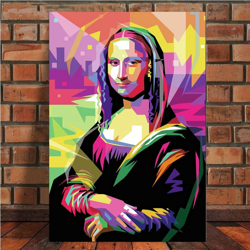 Cuadro Decorativo Mona Lisa Pop Art Abstracto Colorido 35x55