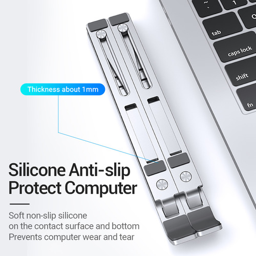 Base Soporte Para Laptop Aluminio Ajustable Plegable Ligero Plateado