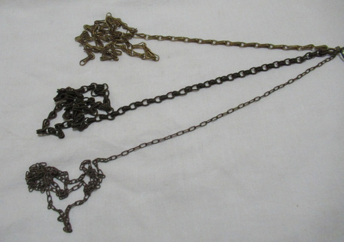 Antiguo Lote 3 Largas Cadenas Hierro Bronce P Cuadros Marcos