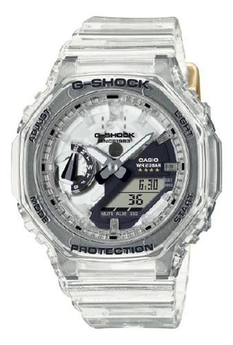 Relógio feminino Casio GMA-S2140RX-7ADR, cor da pulseira G-Shock, cor branca, moldura, cor de fundo branca