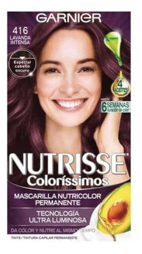Kit Tinte Garnier  Nutrisse coloríssimos Mascarilla nutricolor permanente tono 416 lavanda intensa para cabello