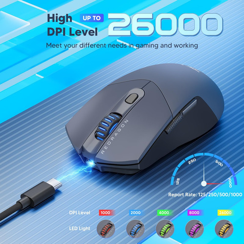 Mouse De Juego Inalámbrico Redragon, Construcción Ultra Lige