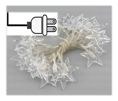 Imagen 2 de 9 de Luces Led Guirnalda Estrellas X 20 Cálida Enchufe Navidad