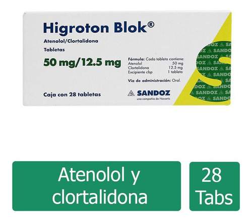 Higroton Blok 50 Mg / 12.5 Mg Caja Con 28 Tabletas