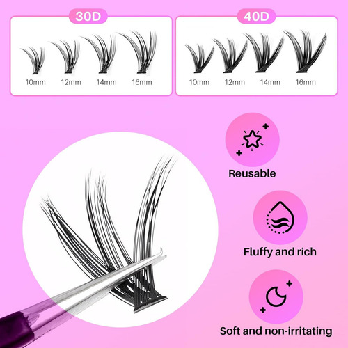 Kit De Extensión De Pestañas Diy 240 Grupos De Pestaña Lash Extensions 30d+40d