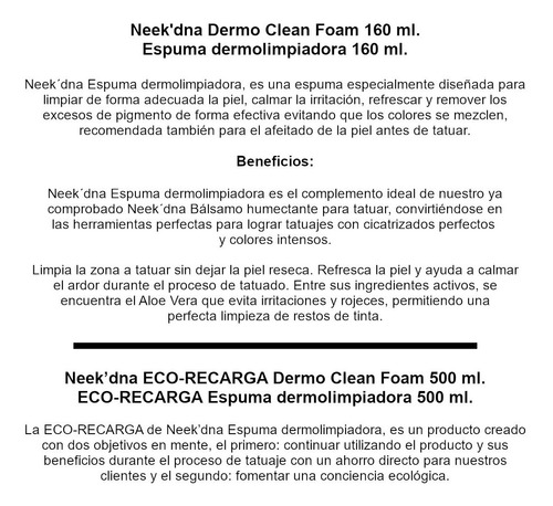 Imagen 2 de 3 de Kit Para Tatuar: Espuma Dermolimpiadora + Eco-recarga