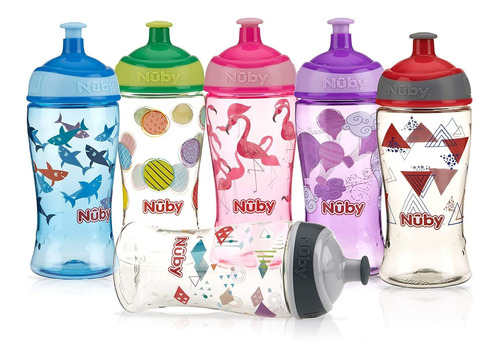 Nuby Printed Kids Pop Up Botella De Agua  Los Colores Pueden