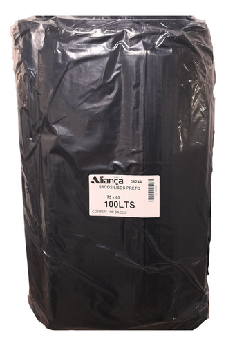 Saco De Lixo Preto 100l Descartável Grande Simples - 100 Und